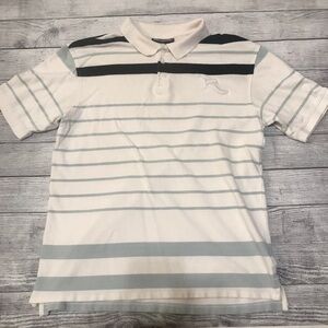 Rocawear White Blue Black Striped Polo Large
